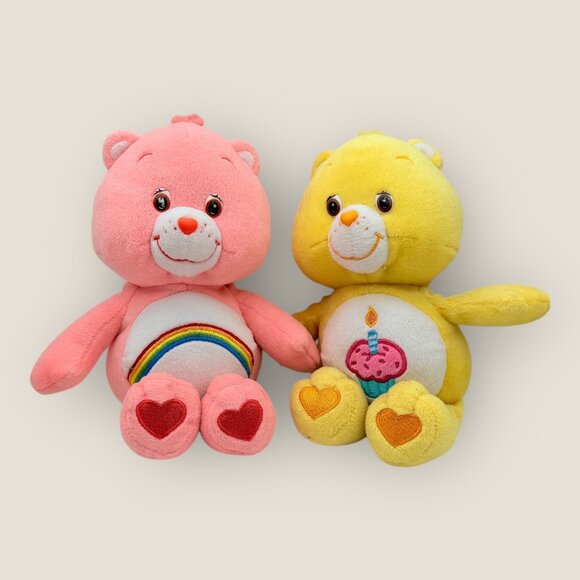 Care Bears Cheer Bear and Birthday Bear 2000s Plush Toy Stuffed Animal - Picture 1 of 7
